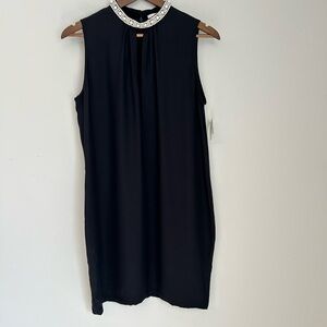 NWT Amanda Uprichard Black Sleeveless Embellished Neck Dress Size Large